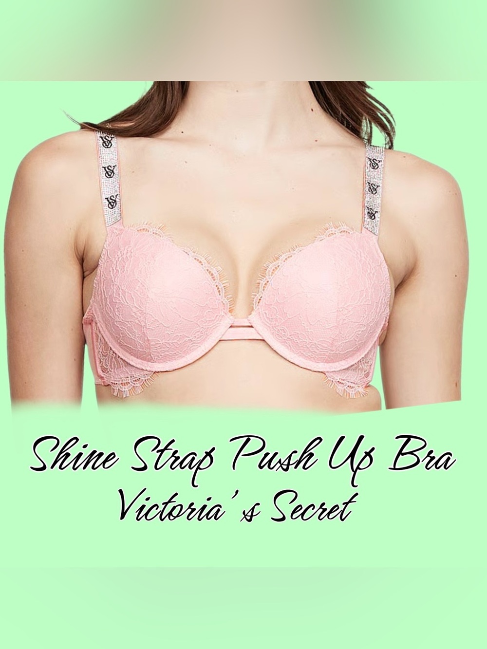 Victoria's Secret 34B Very Sexy Pink Lace Shine Strap Push-Up Bra